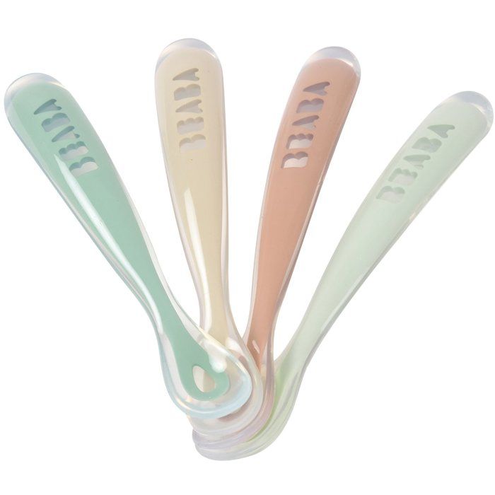 Béaba Silicone Spoons Set for First Weaning - 4 Ergonomic Spoons for Baby's First Meals 4er-Set