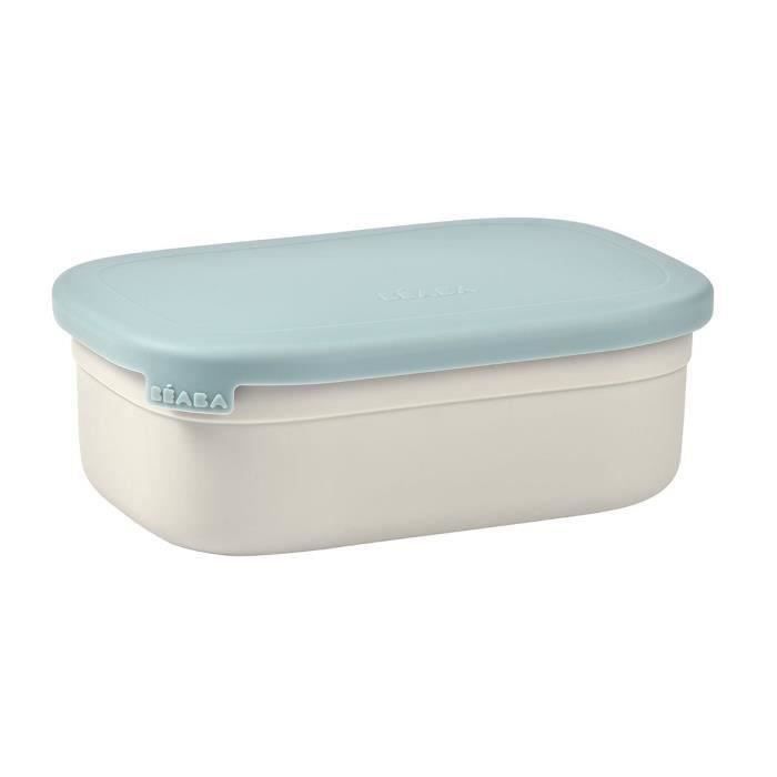 BEABA Stainless Steel Children's Lunch Box - Silicone Lid - Velvet Grey and Blue