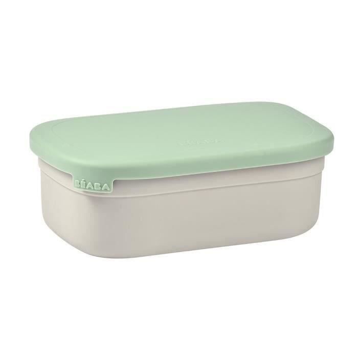 BEABA Stainless Steel Children's Lunch Box - Silicone Lid - Velvet Grey and Sage Green