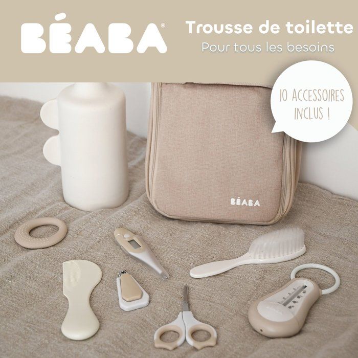 BEABA Toiletry Bag - 10 Accessories - Clay