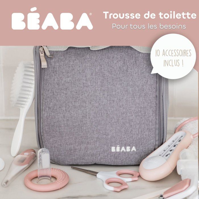 BEABA Toiletry Bag - 10 Accessories - Dusty Pink