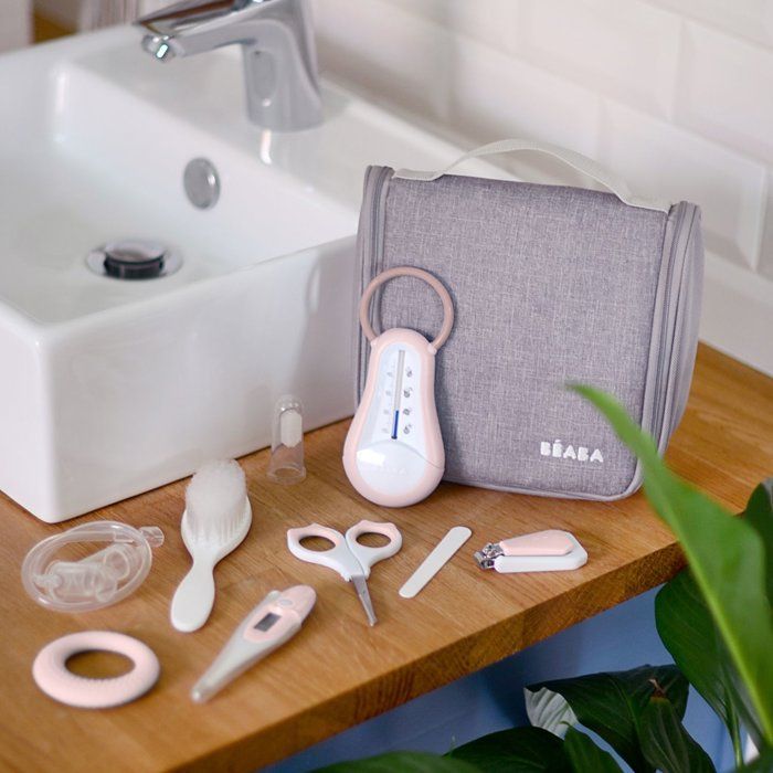 BEABA Toiletry Bag - 10 Accessories - Dusty Pink