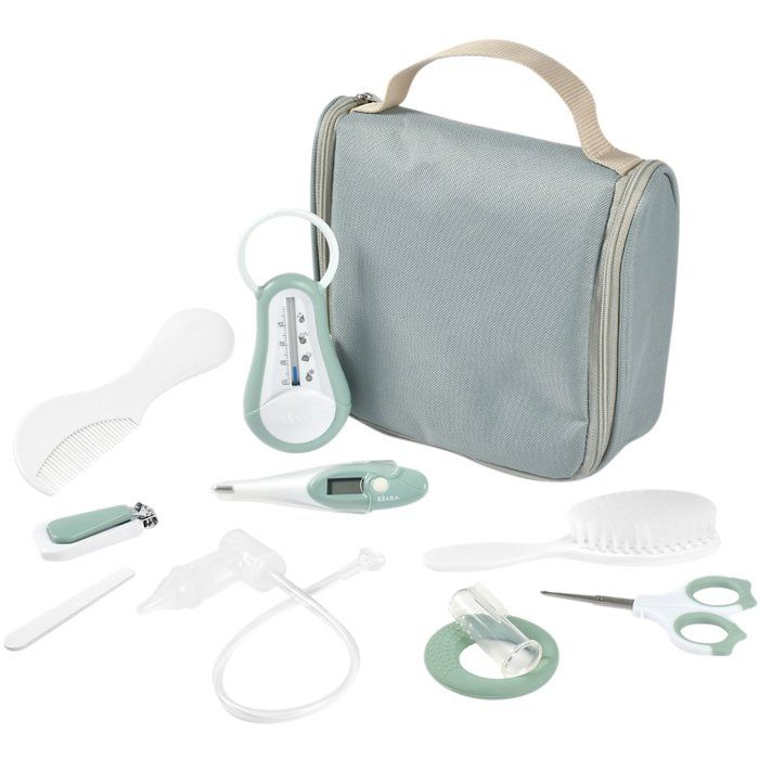 BEABA Toiletry Bag - 10 Accessories - Sage Green