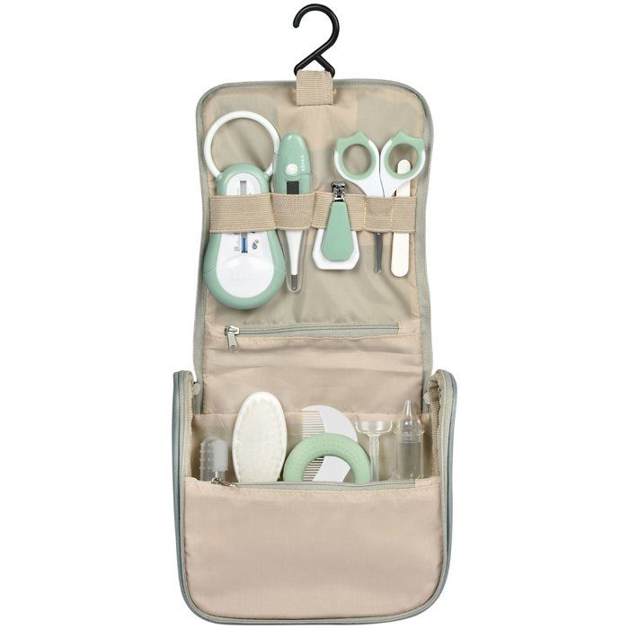 BEABA Toiletry Bag - 10 Accessories - Sage Green