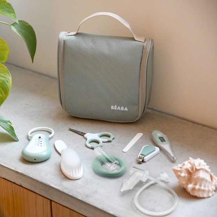 BEABA Toiletry Bag - 10 Accessories - Sage Green