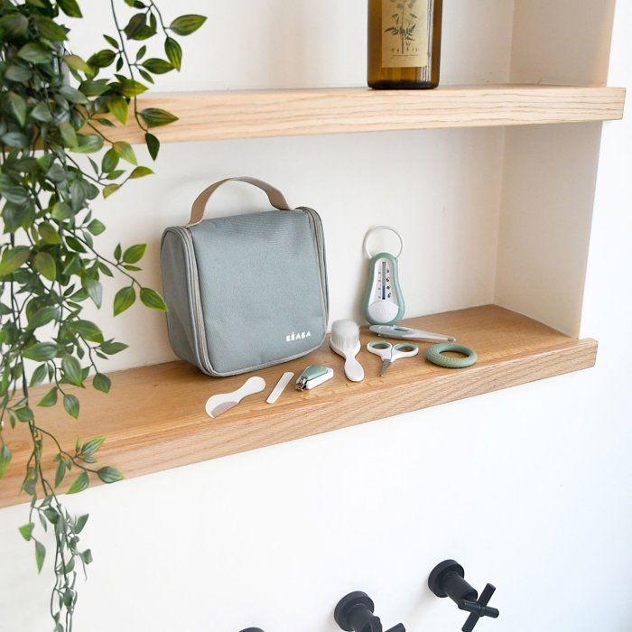 BEABA Toiletry Bag - 10 Accessories - Sage Green
