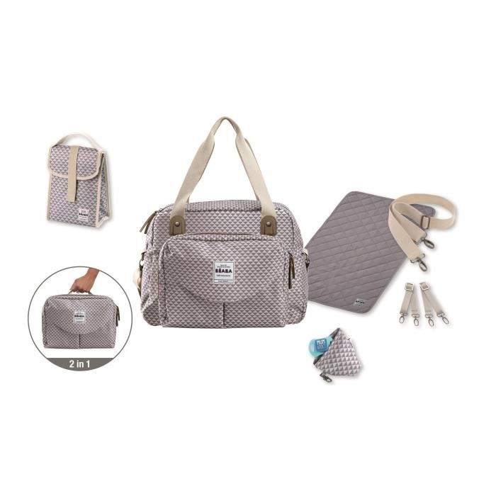 BEABA Geneva II Changing Bag, Modular, Large Capacity, Grey