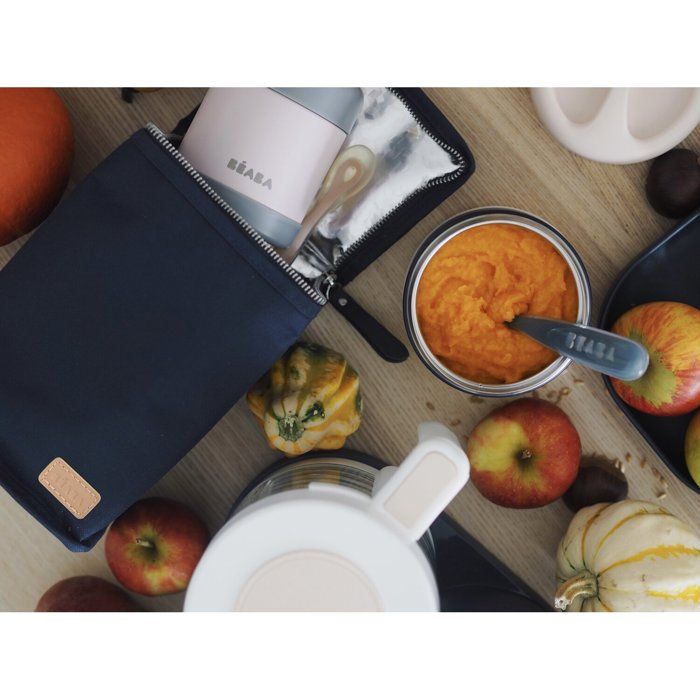 BEABA Insulated Lunch Bag - Navy Blue/ Stripes