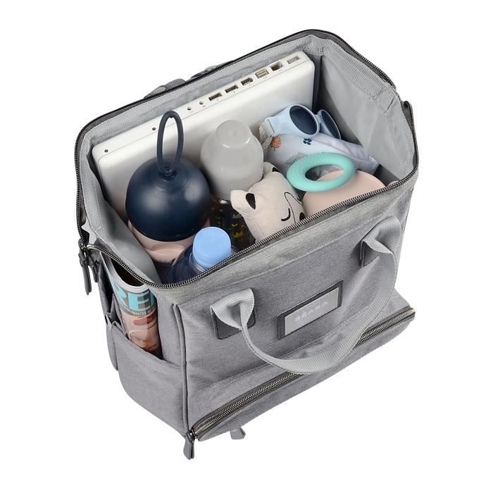 BEABA Wellington Baby Diaper Backpack, Large Capacity, Grey