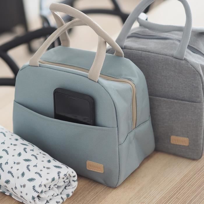 BEABA Insulated Lunch Bag - Sage Green - Keeps Food Hot or Cold - Large Capacity
