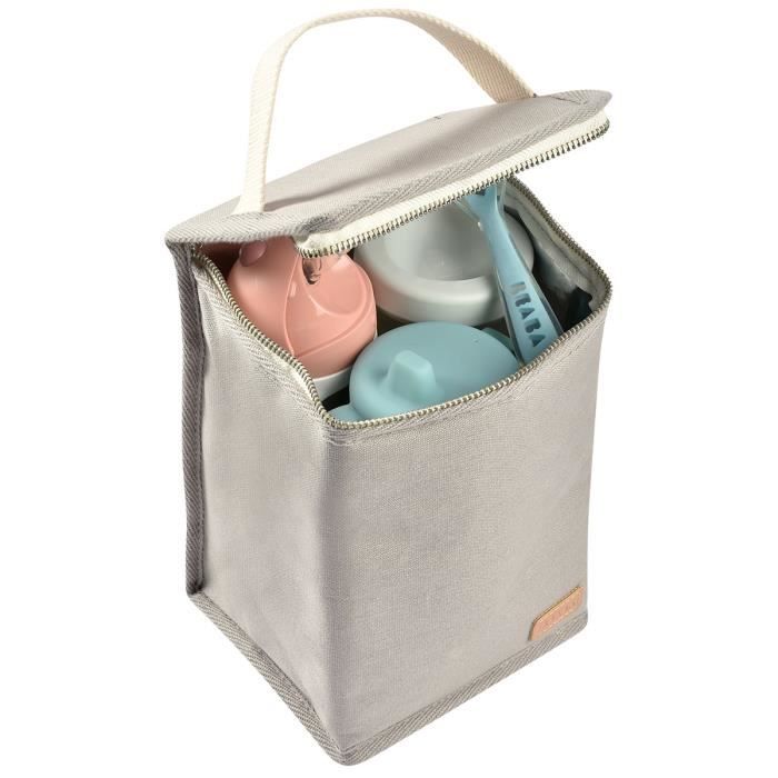 BEABA Insulated Baby Meal Bag - Pearl Grey - Keeps Meals Cool - Large Capacity