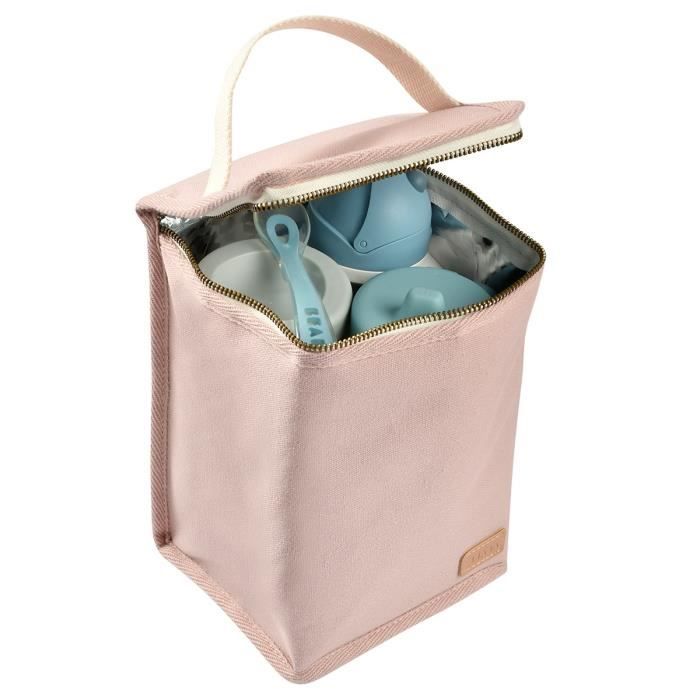BEABA, Pochette repas bébé, isotherme, rose poudré