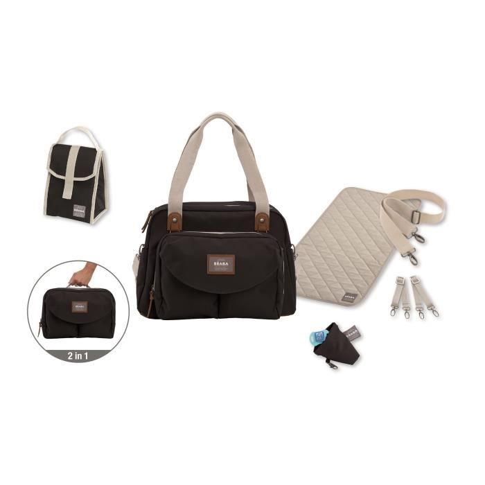 BEABA Geneva II Diaper Bag, Modular, Large Capacity, Black