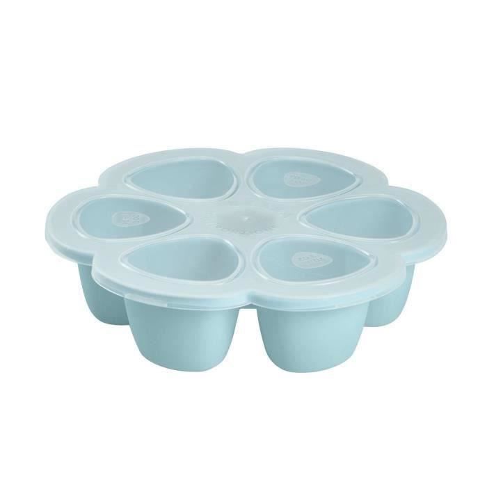 BEABA Premium Silicone Multi-Portion Containers, Heat Resistant, Airtight Lid, Made in Italy, 6 x 90 ml Blue