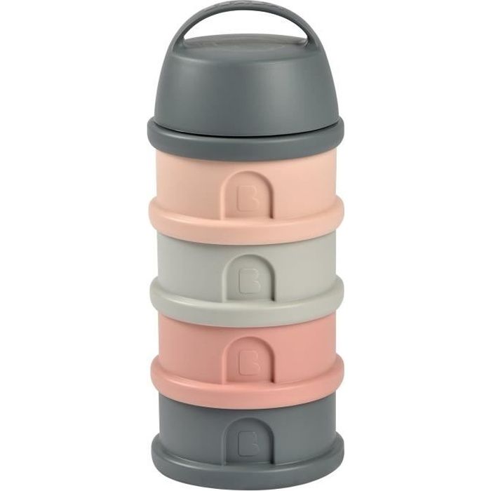BEABA Dosing Box - 4 Compartments - Mineral Grey/ Pink
