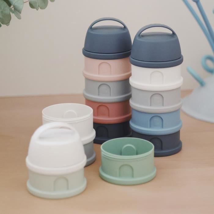 BEABA Dosing Box - 4 Compartments - Mineral Grey/ Pink