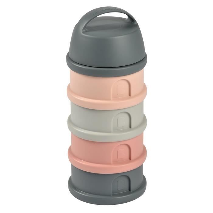 BEABA Dosing Box - 4 Compartments - Mineral Grey/ Pink