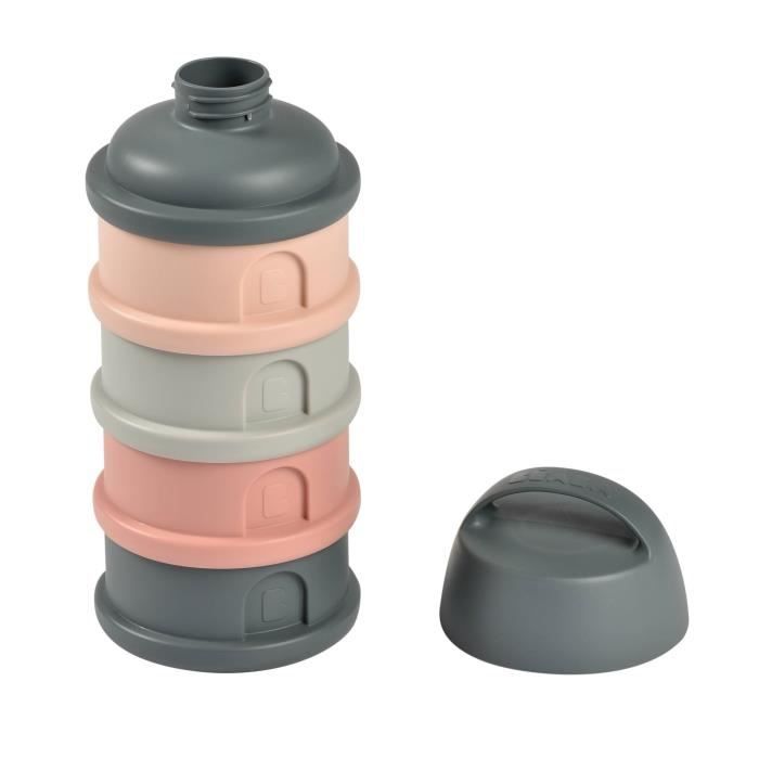 BEABA Dosing Box - 4 Compartments - Mineral Grey/ Pink