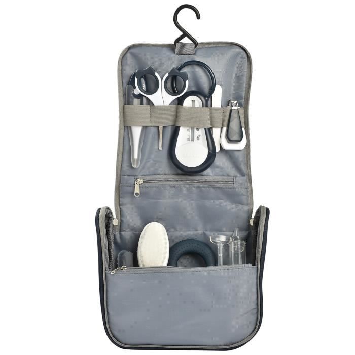 BÉABA Baby Toiletry Kit - 9 Accessories - Bath and Digital Thermometer - Night Blue