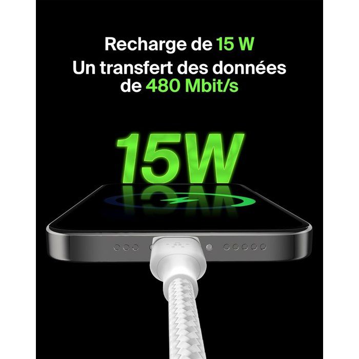BELKIN Braided Cable - USB-C to USB-A - 0.15 m - White