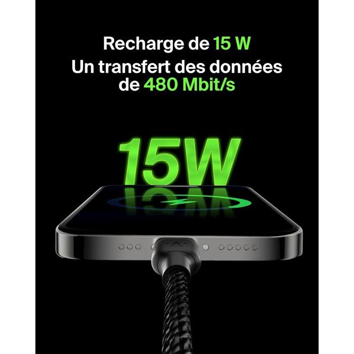 BELKIN Braided Cable USB-C to USB-A 1 m Black