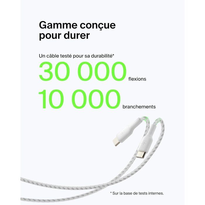 BELKIN Braided Cable USB-C to USB-A 1 m White