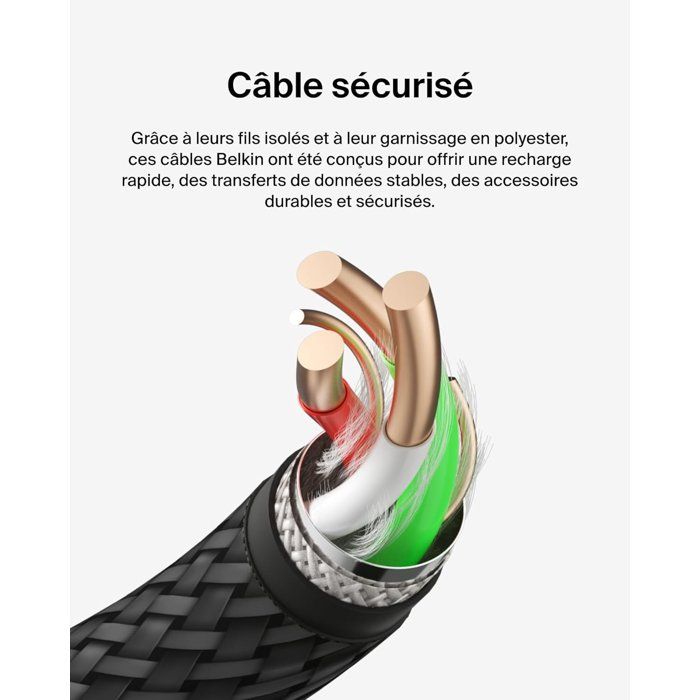 BELKIN Braided Cable USB-A to USB-C 3 m Black