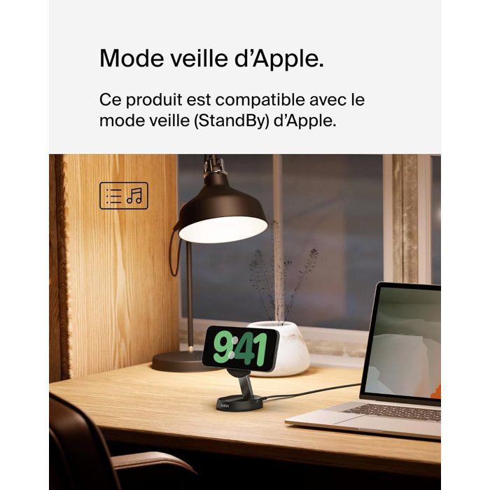 BELKIN Magnetic Charging Stand - Qi2 - 15W - Black
