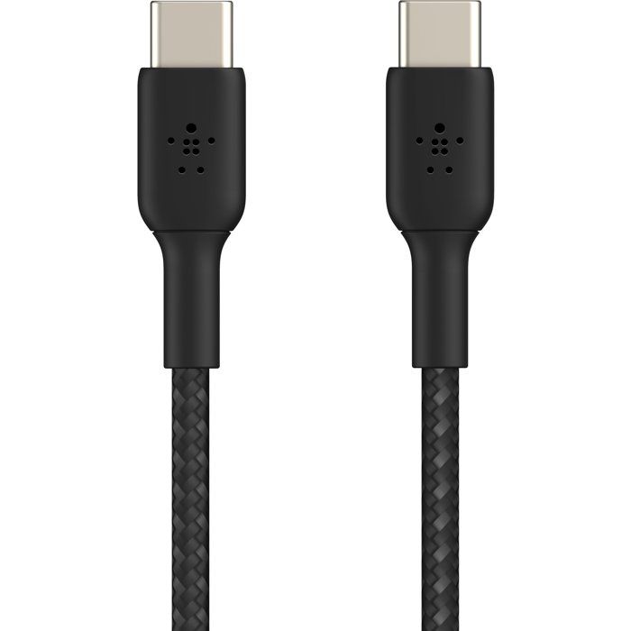 BELKIN Braided Cable - USB-C to USB-C - 0.15 m - Black - Fast Charging, Durable Design