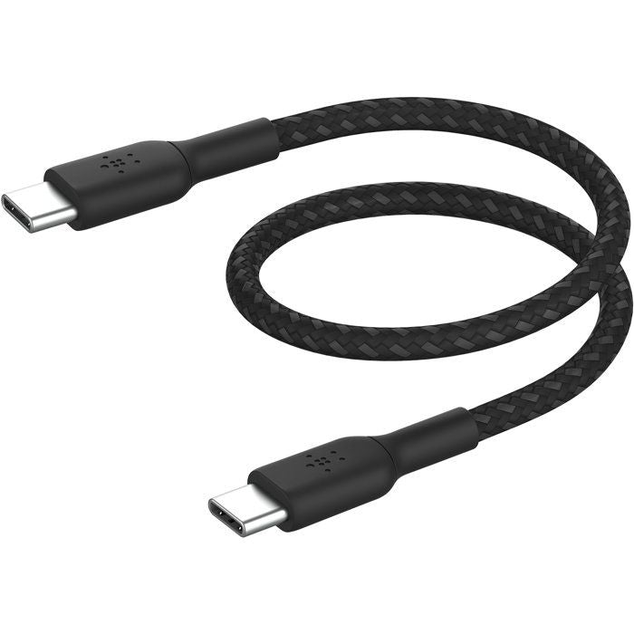 BELKIN Braided Cable - USB-C to USB-C - 0.15 m - Black - Fast Charging, Durable Design