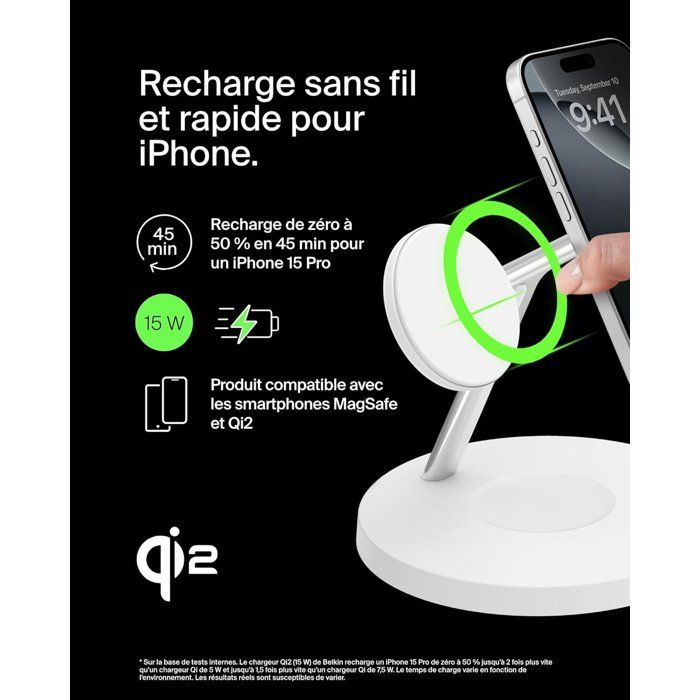 BELKIN Charging Station - Qi1 - 3-in-1 - 15W - White