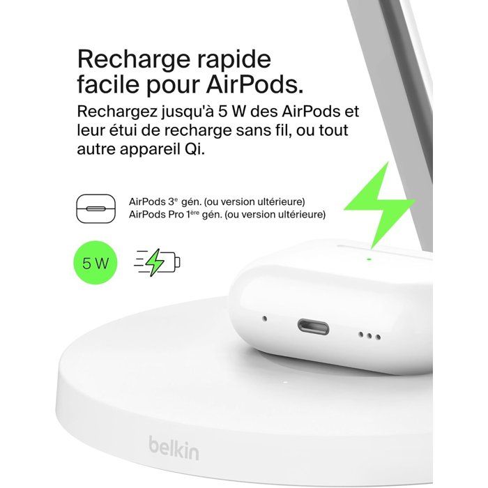 BELKIN Charging Station - Qi1 - 3-in-1 - 15W - White
