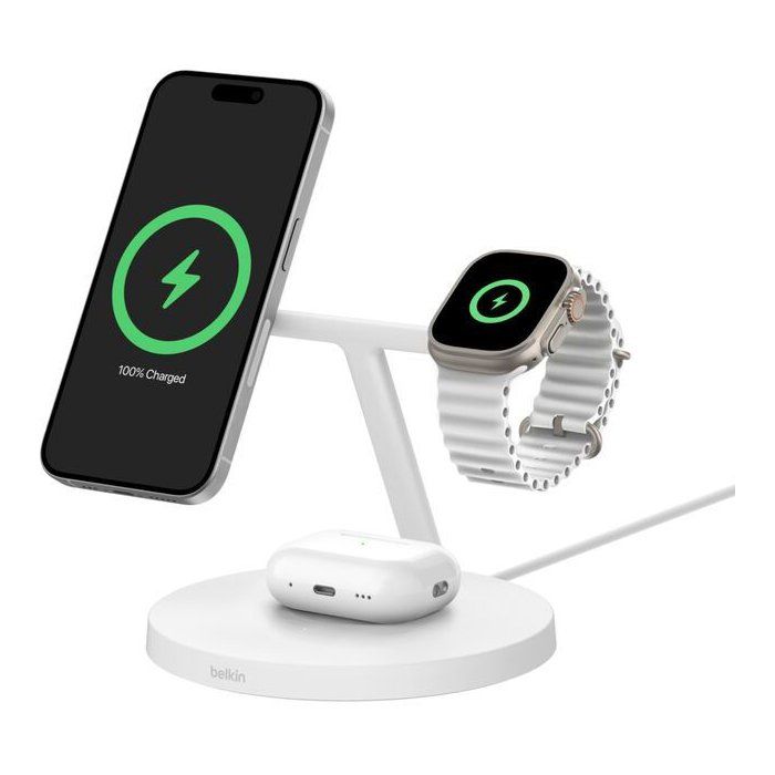 BELKIN Charging Station - Qi1 - 3-in-1 - 15W - White
