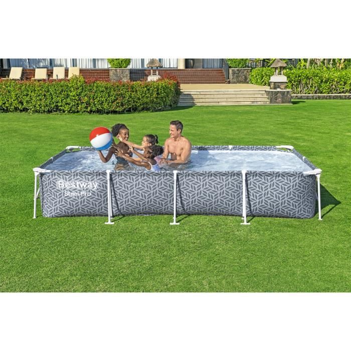 BESTWAY Above Ground Pool Kit - Steel Pro - 366 x 201 x 66 cm - Rectangular (Includes Cartridge Filter)