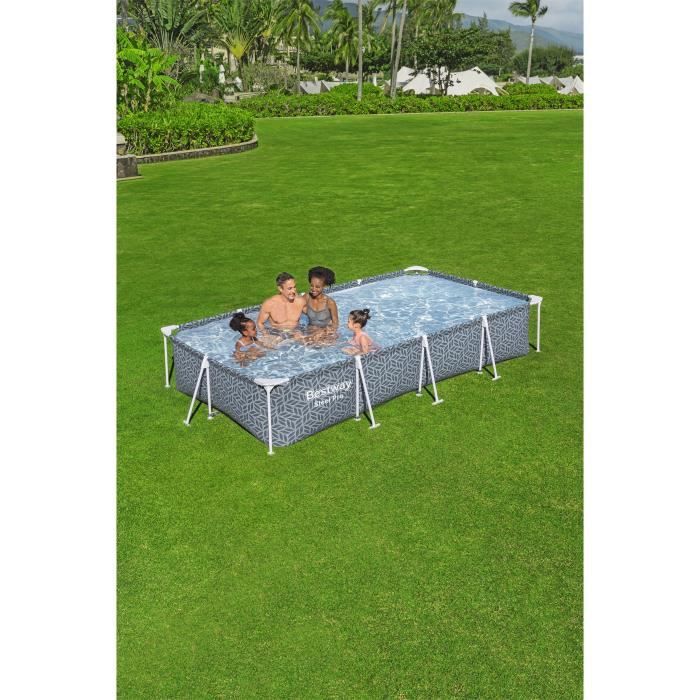 BESTWAY Above Ground Pool Kit - Steel Pro - 366 x 201 x 66 cm - Rectangular (Includes Cartridge Filter)