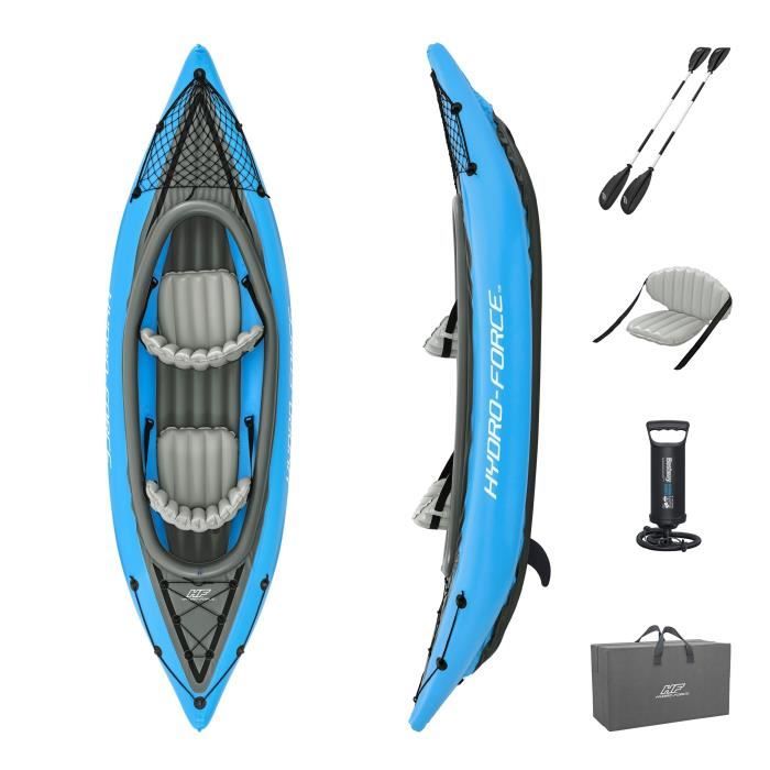 BESTWAY Inflatable Kayak - Cove Champion X2 Hydro-Force - 331x88cm - 2-seater - 180 kg max - 2 paddles, 2 removable fins