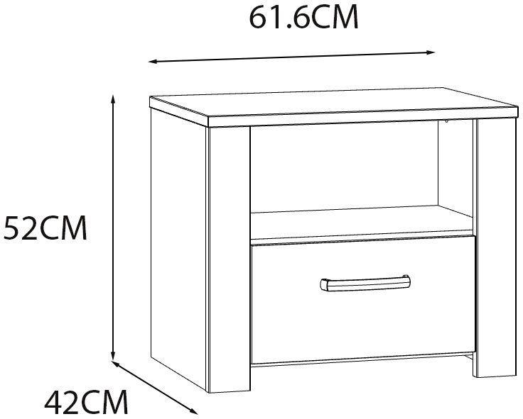 BOHOL Bedside Table - Oak/ White - 1 Drawer, 1 Shelf - W61.6 x D42 x H52 cm