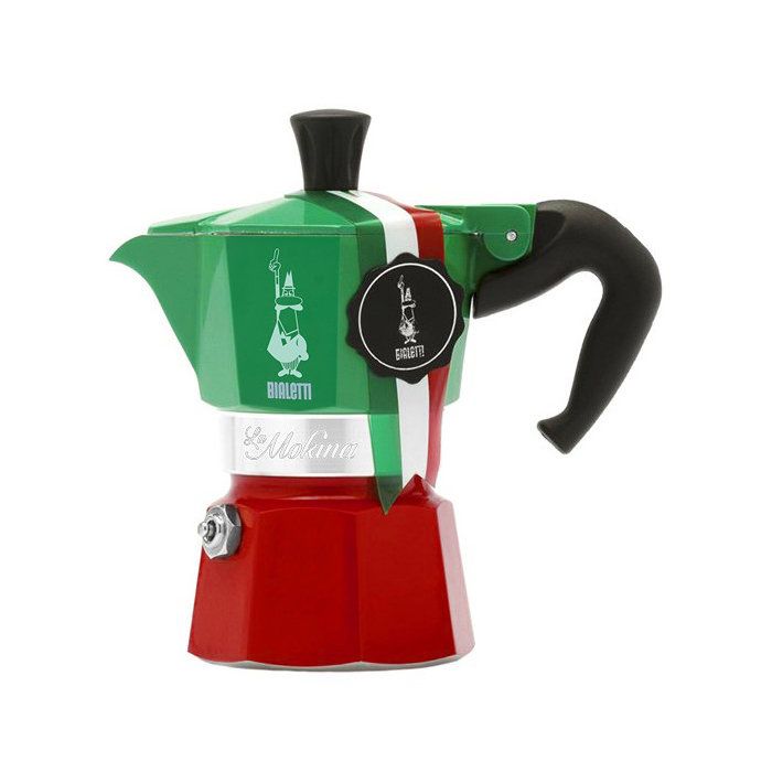 BIALETTI Italian Coffee Maker - La Mokina Italia - Suitable for all hobs except induction - 1 cup - 40 ml - Green/ Red