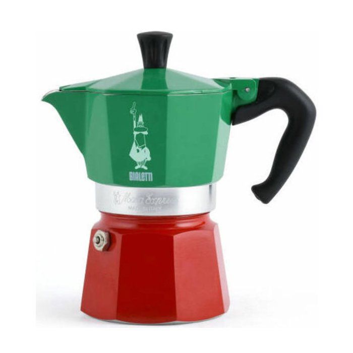BIALETTI Italian Coffee Maker - La Mokina Italia - Suitable for all hobs except induction - 1 cup - 40 ml - Green/ Red