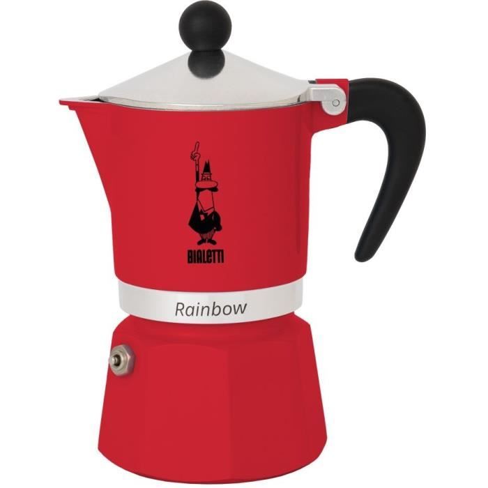 BIALETTI Italian Coffee Maker - RAINBOW - 6 cups - 0.30 L - Red