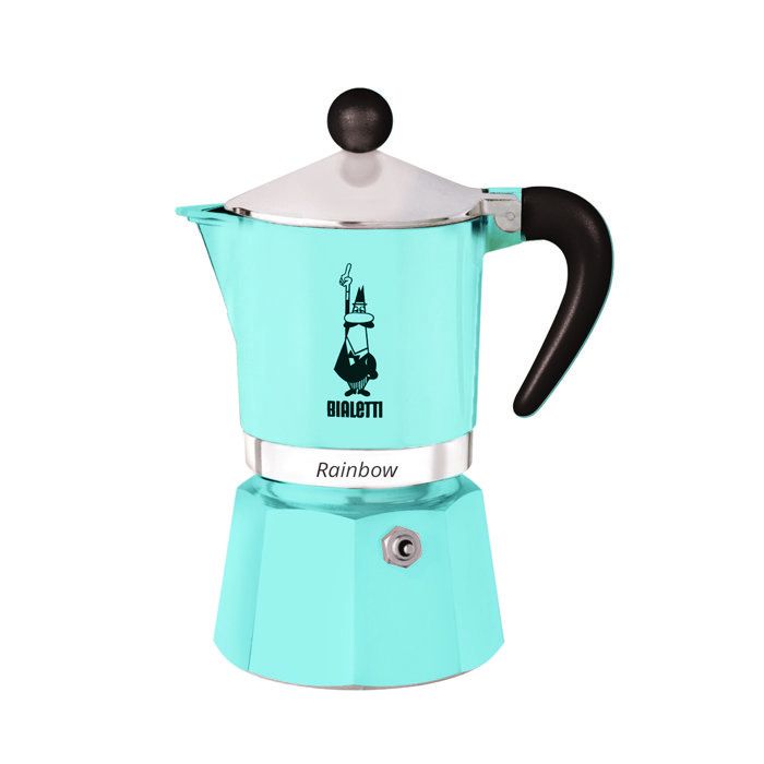 BIALETTI Italian Coffee Maker - Moka Express - Suitable for all hobs except induction - 6 cups - 300 ml - Rainbow Blue