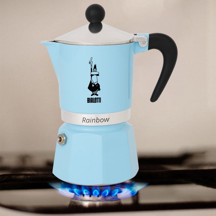 BIALETTI Italian Coffee Maker - Moka Express - Suitable for all hobs except induction - 6 cups - 300 ml - Rainbow Blue