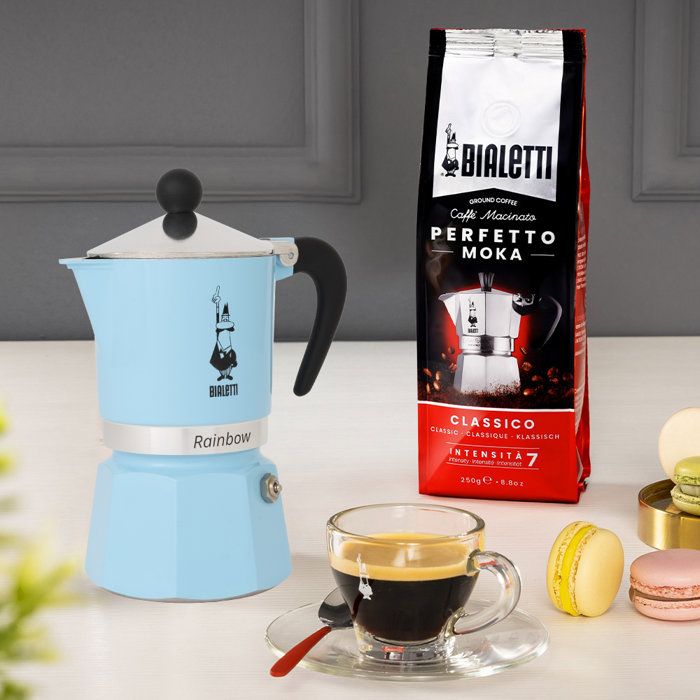 BIALETTI Italian Coffee Maker - Moka Express - Suitable for all hobs except induction - 6 cups - 300 ml - Rainbow Blue