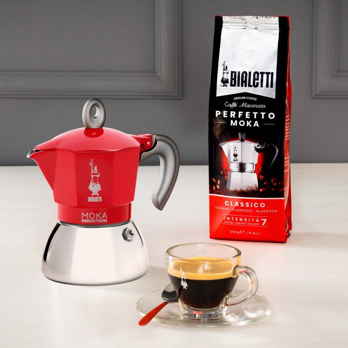 BIALETTI Italian Coffee Maker - MOKA Induction - 2 Cups - 100 ml - Red