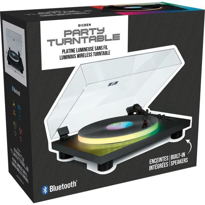 BIGBEN INTERACTIVE PARTYBTTDLIGHT Turntable - Bluetooth - Light Effects - 33/45/78 RPM