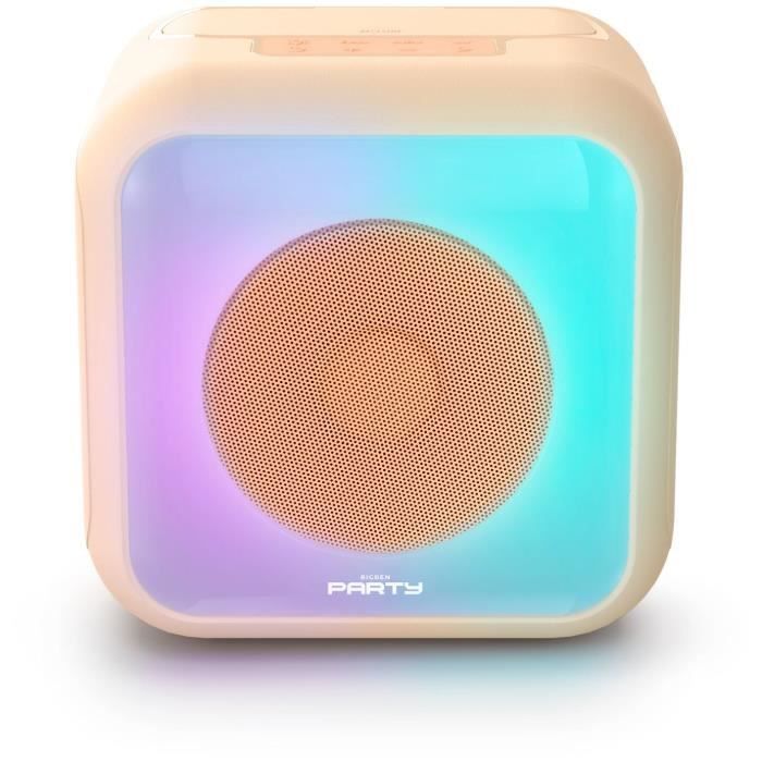 Enceinte karaoké lumineuse BIGBEN - Peche - Bluetooth - 30W - 2 micros sans fil USB-C - Égaliseur - Batterie Li-on