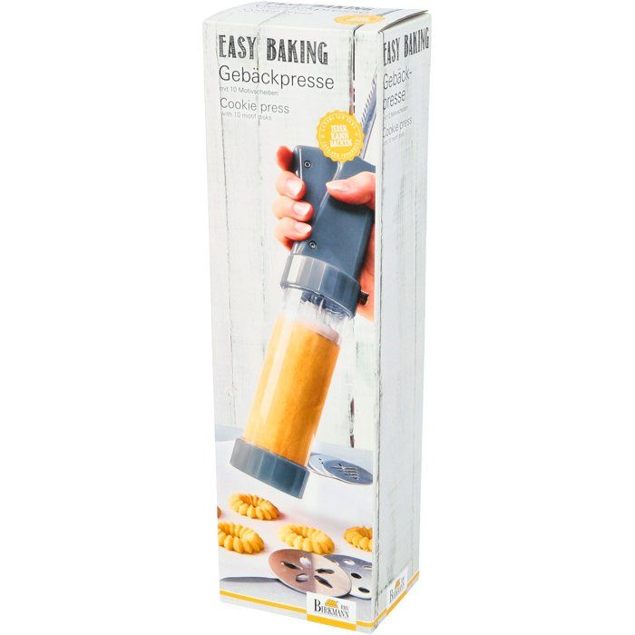 BIRKMANN Biscuit Press - EASY BAKING - Plastic - 10 Patterned Discs - 8 x 28 x 6 cm