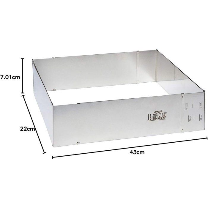 BIRKMANN Adjustable Baking Frame - EASY BAKING - Steel - 22 x 25 to 43 x 48 cm, H 7 cm