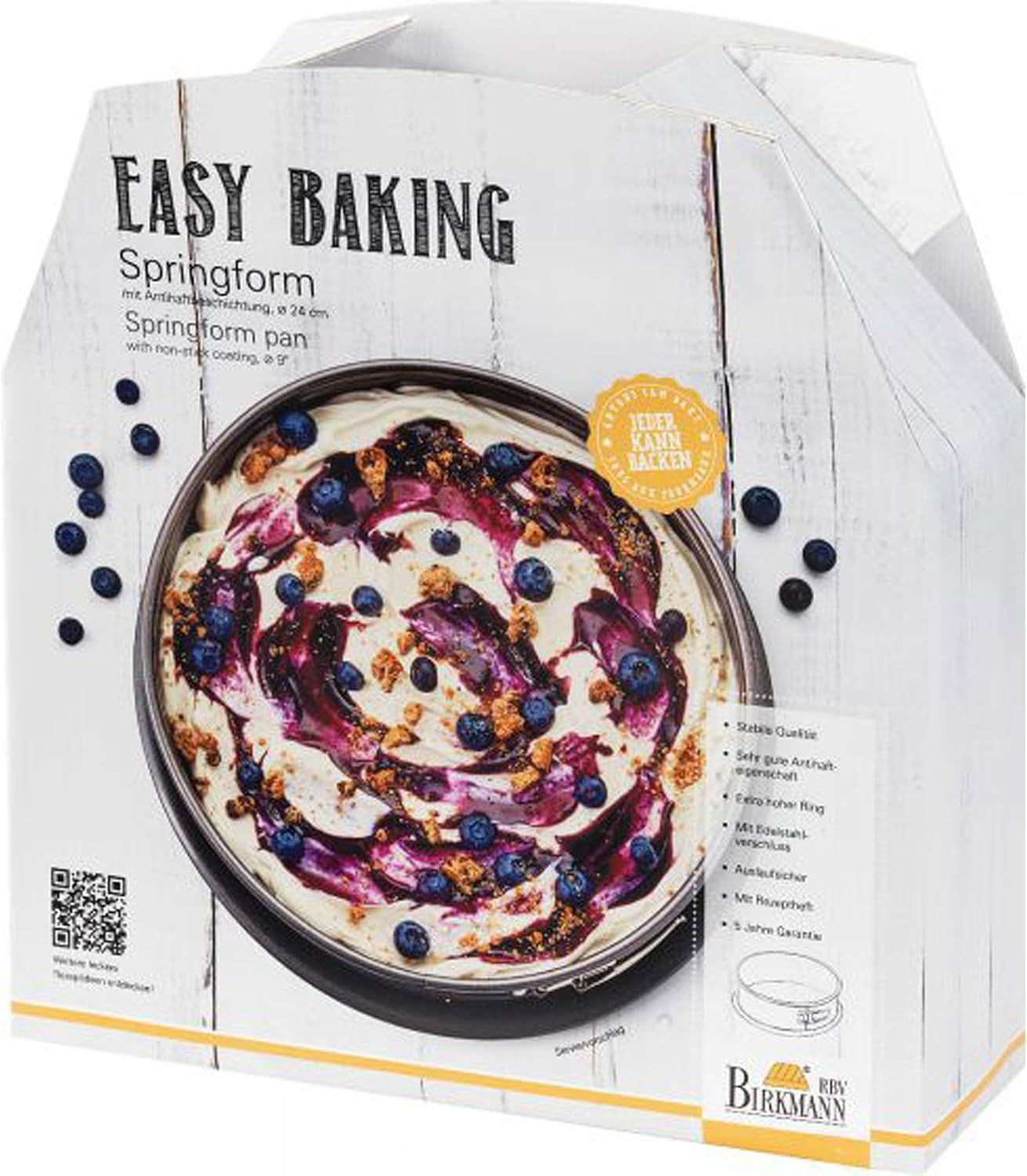 BIRKMANN Removable Base Baking Tin - Carbon Steel - Non-stick - 24 x 24 x 9 cm