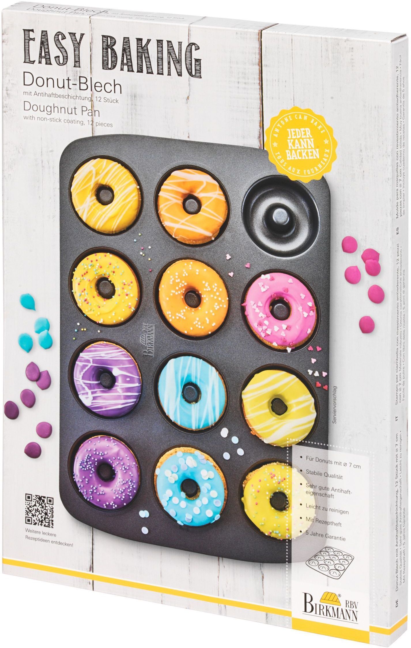 BIRKMANN Donut Baking Tray - Carbon Steel - Non-stick - 12 Molds - Ø7 cm